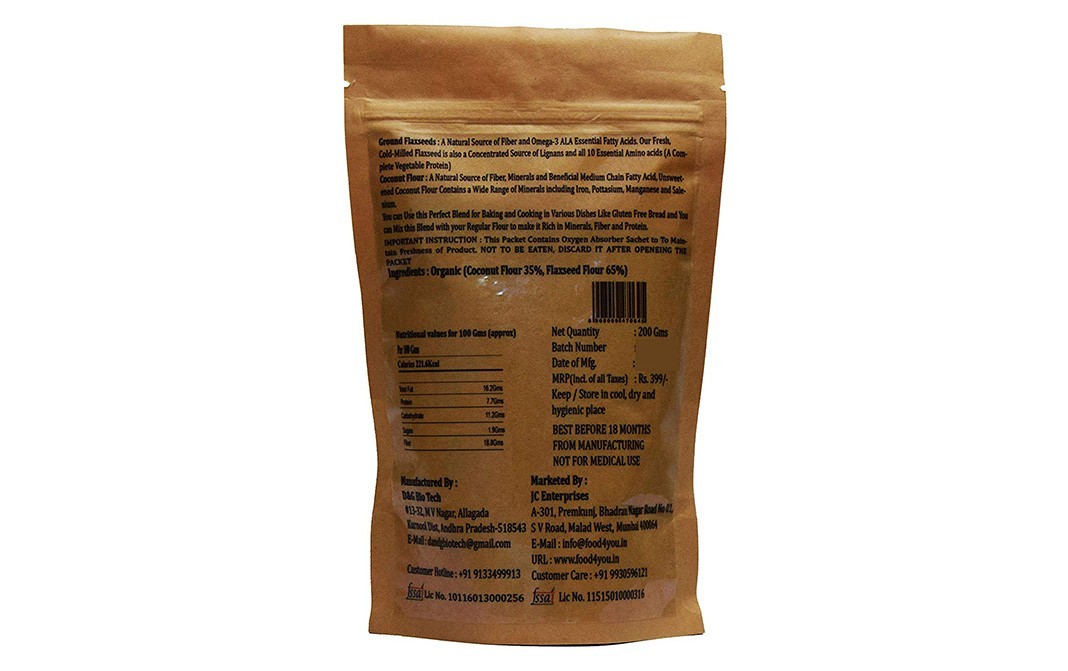 Food 4 You Organic Coco-Flax Flour    Pack  200 grams